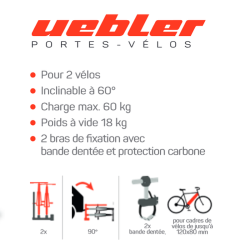 Uebler H21 Z - Porte-vélos spécial PORTES BATTANTES ou HAYON PROFOND